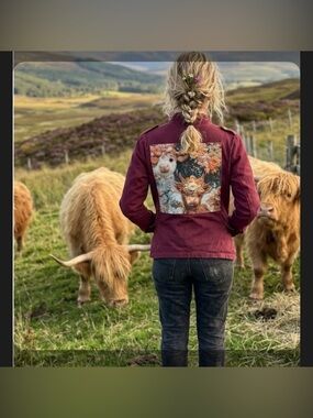 HANDMADE/ HIGHLAND COW / Western / Country / Jacket / PTP-17" / ONE OF A KIND